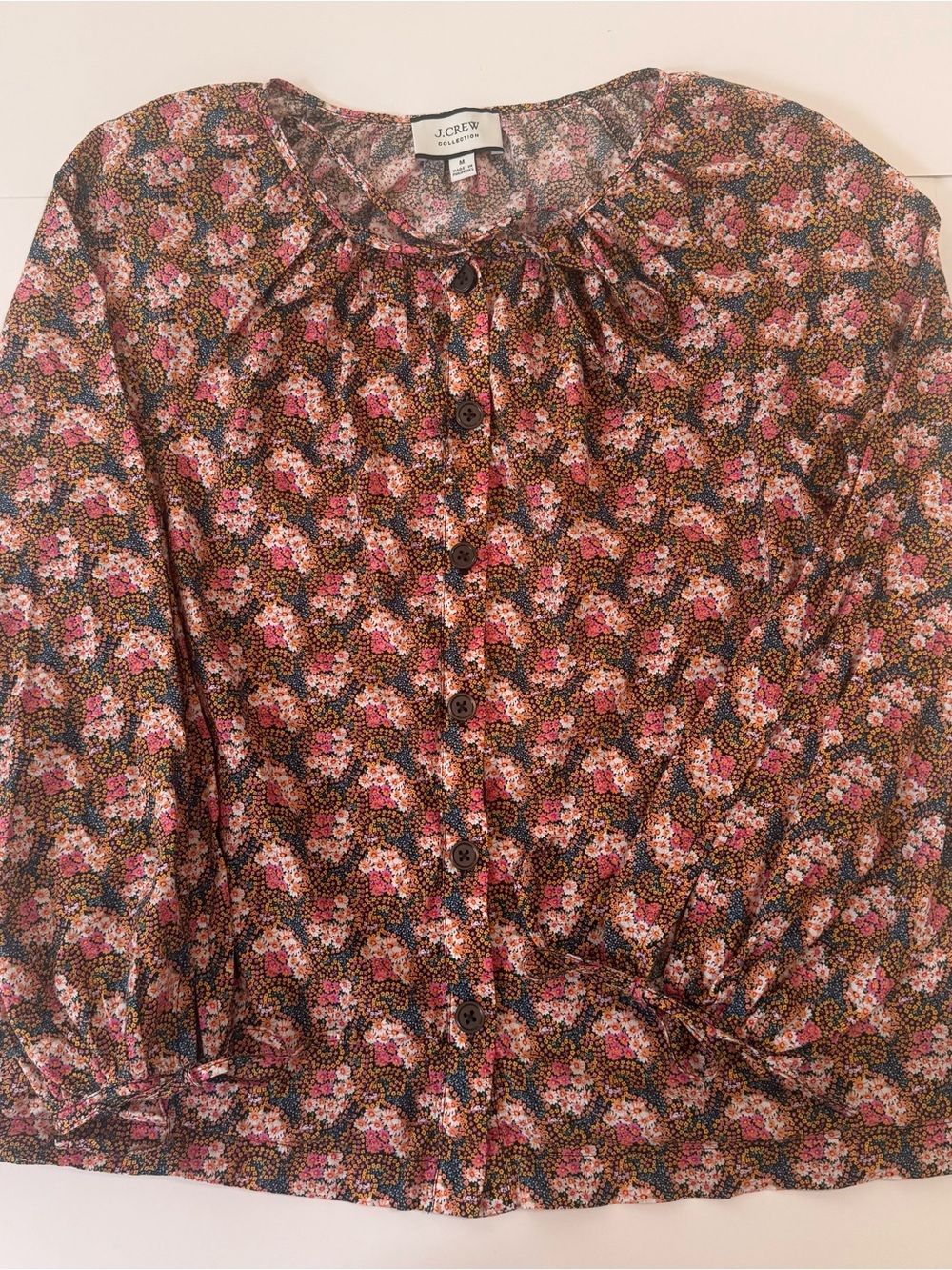 J. Crew Collection tie-sleeve button-front top in Ratti® %100 Cotton Size M - Picture 2 of 9